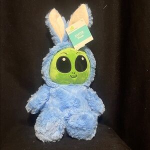 Blue Bunny Plush with Green Alien Face - Easter Plush